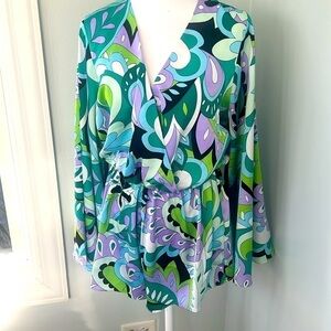 Steve Madden Size Small Farrah Long Sleeve Purple Pucci Print Shorts Romper NWT